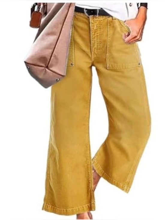 Flamingals Denim - Flamingals Straight Wide Leg Jeans for Women Mid Waisted Casual Raw M FG16-26